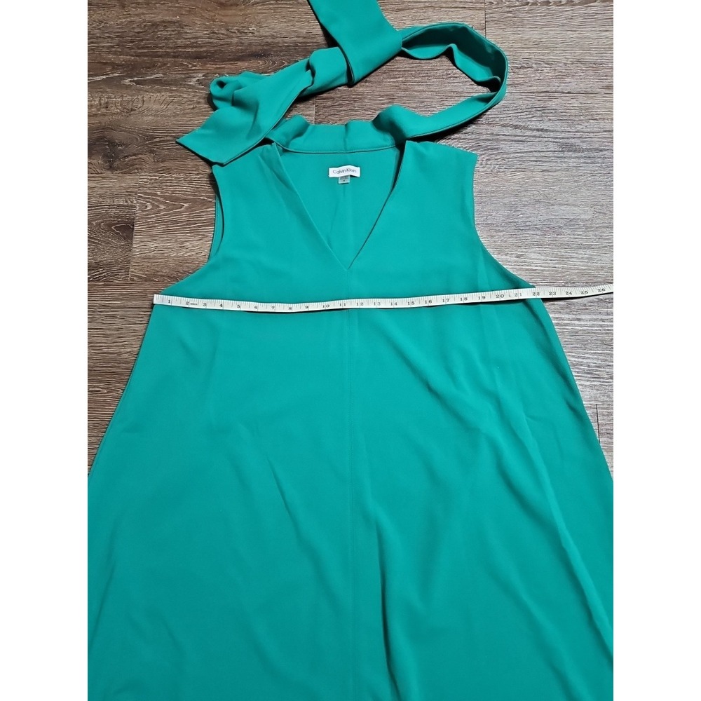 Calvin Klein Women's Green Tie Neck Sleeveless Scuba-crepe Short Shift Dress 14 - Picture 7 of 10